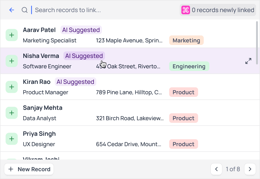 Suggest records to link using AI