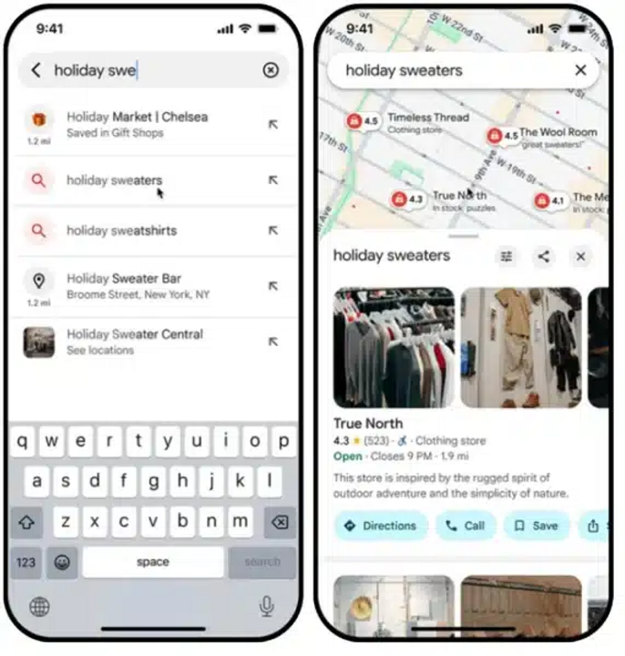 Google maps features for shopping