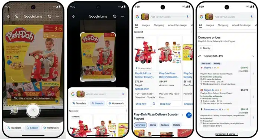 Google lens features for shopping