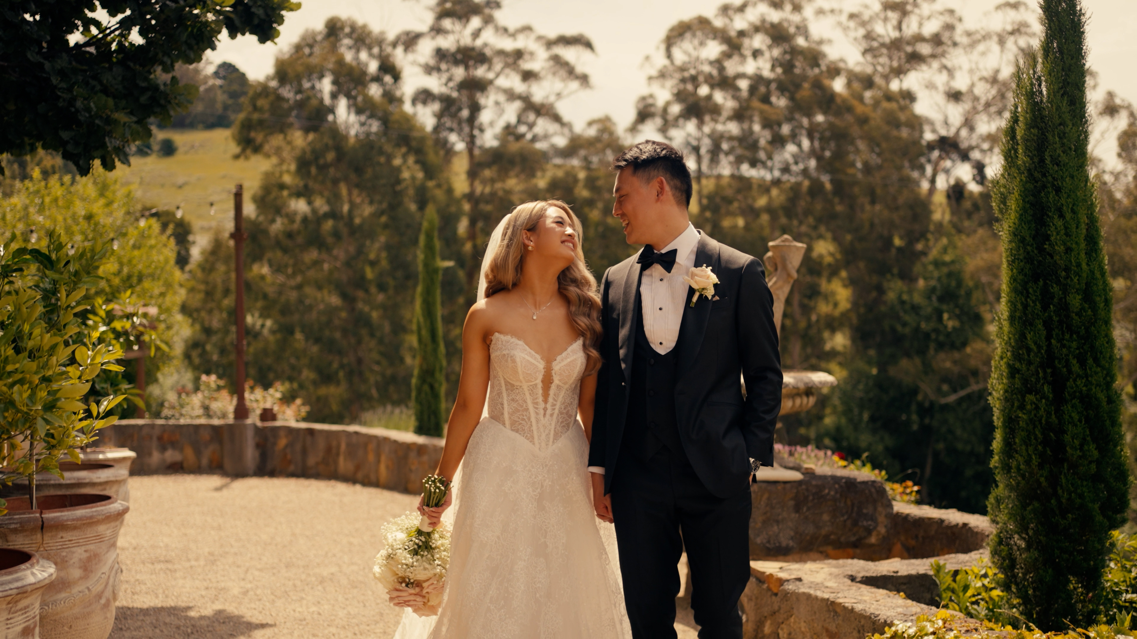 Candid, emotional wedding moment filmed at Poet's Lane Receptions