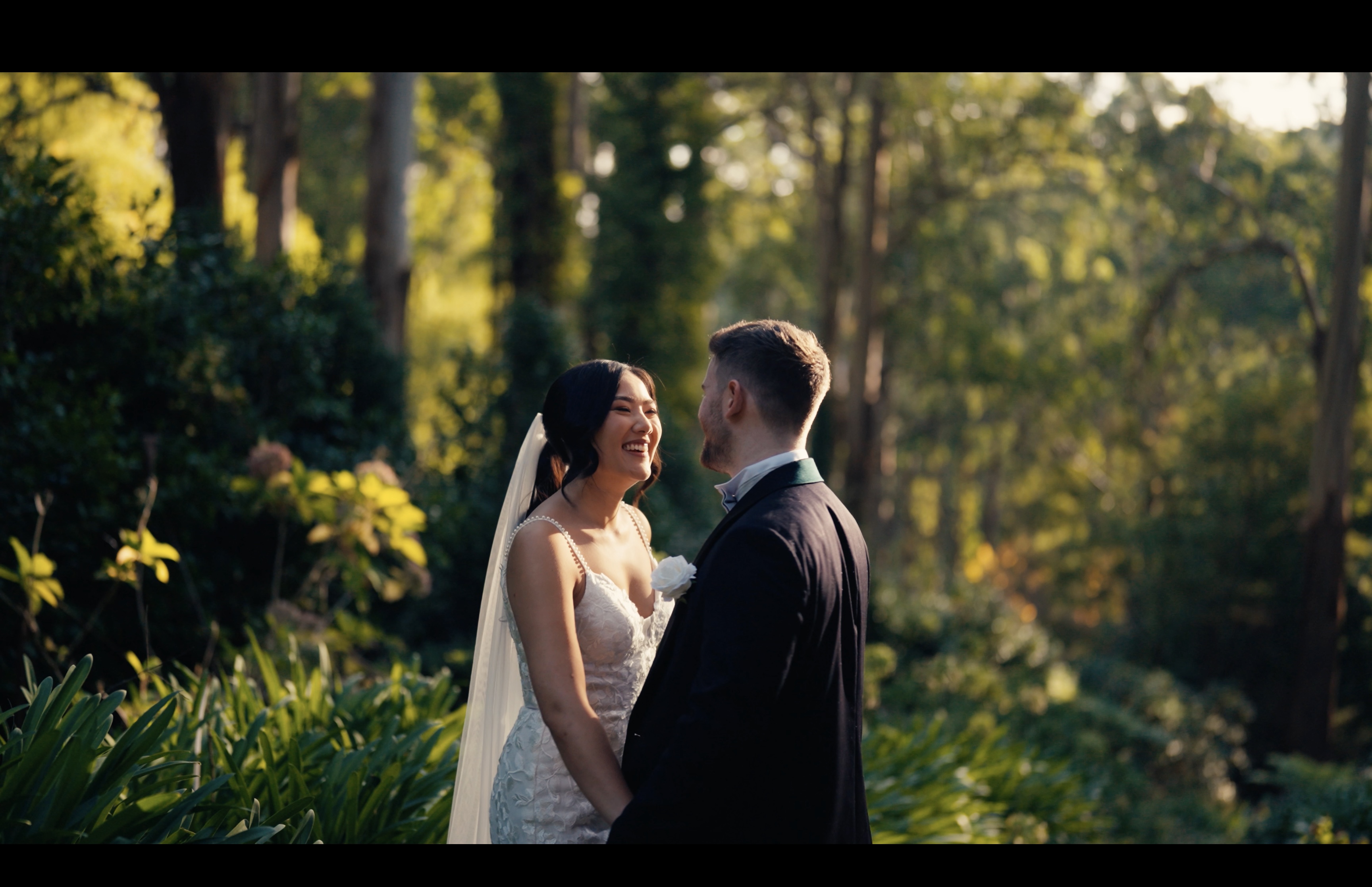 Candid, emotional wedding moment filmed at Olinda Tea House