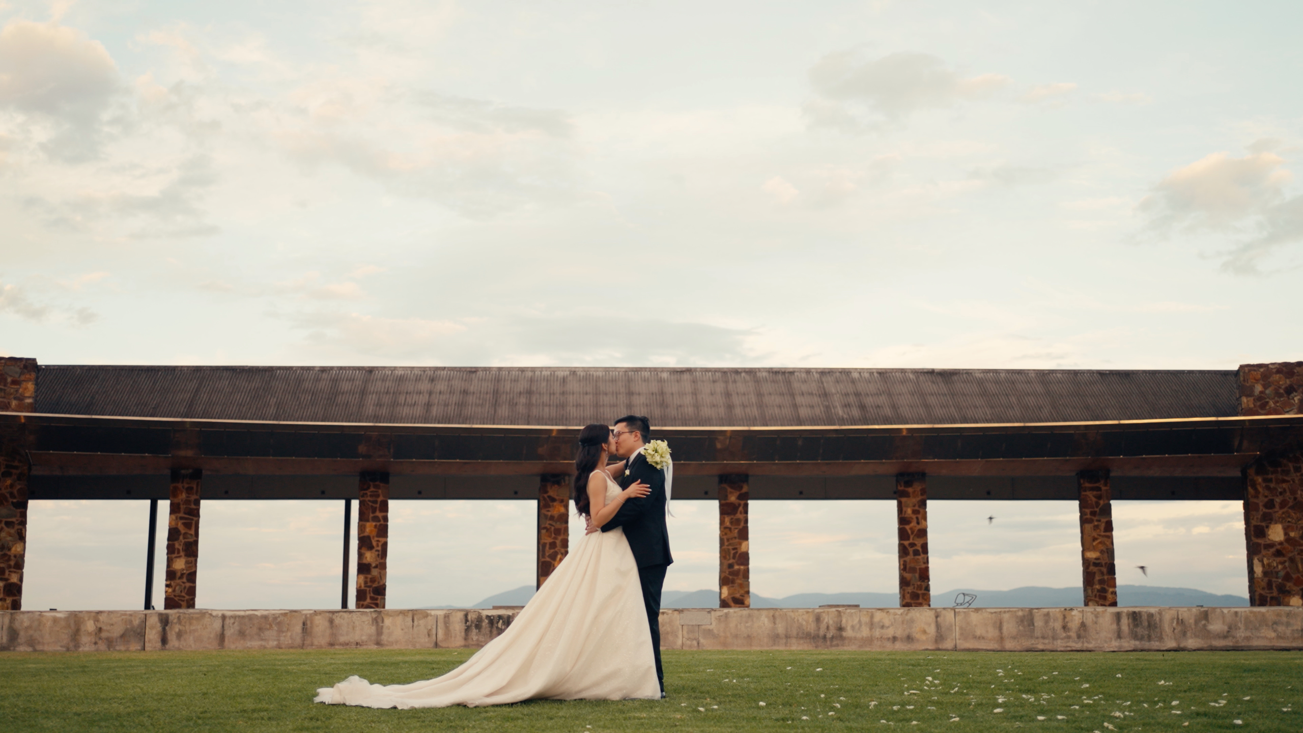 Candid, emotional wedding moment filmed at Yering Station Winery