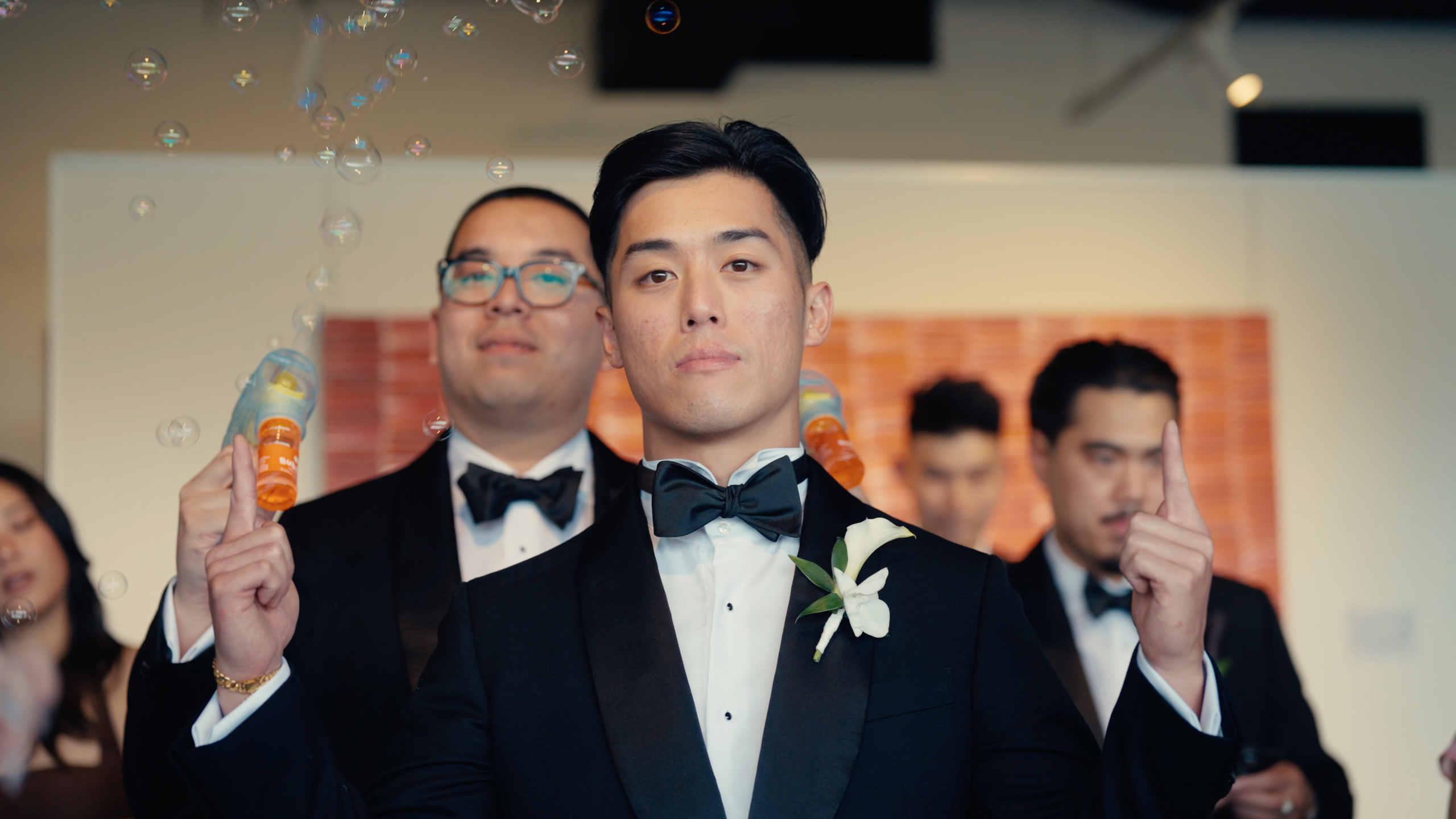 Candid, emotional wedding moment filmed at Hubert Estate