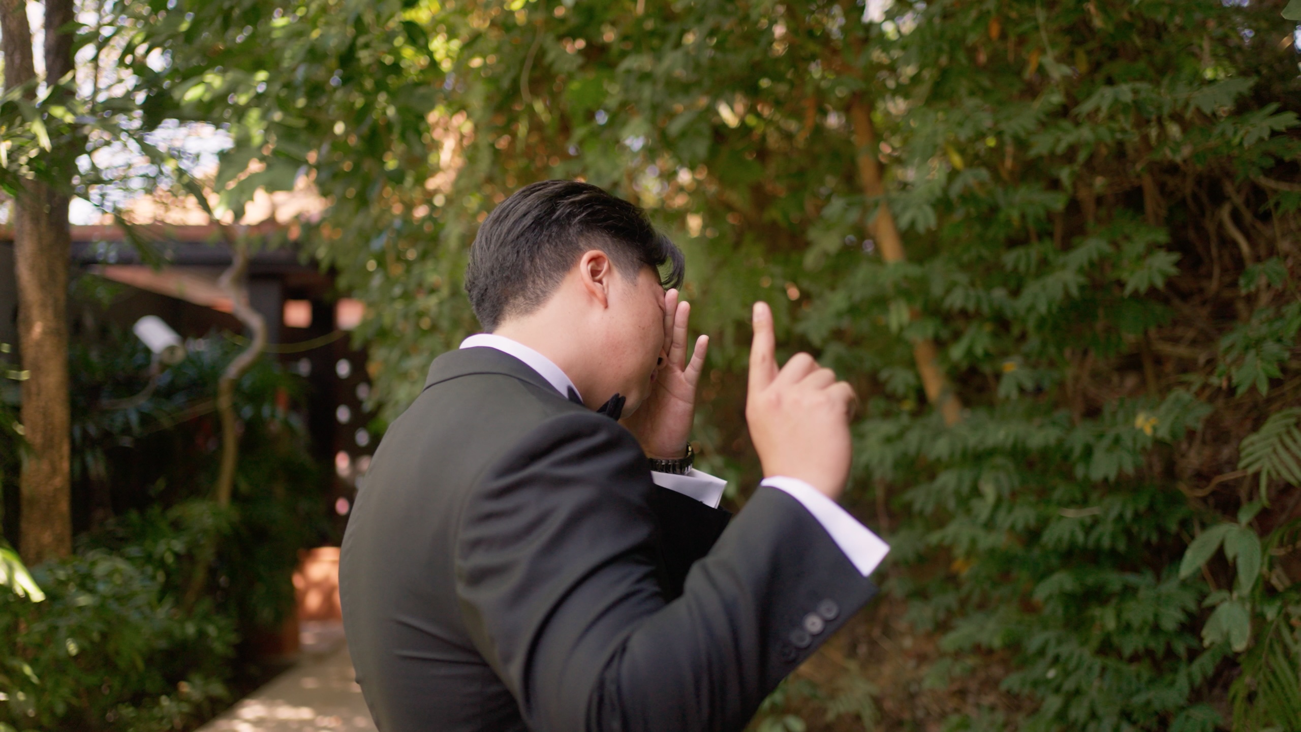 Candid, emotional wedding moment filmed at Sri Panwa, Phuket