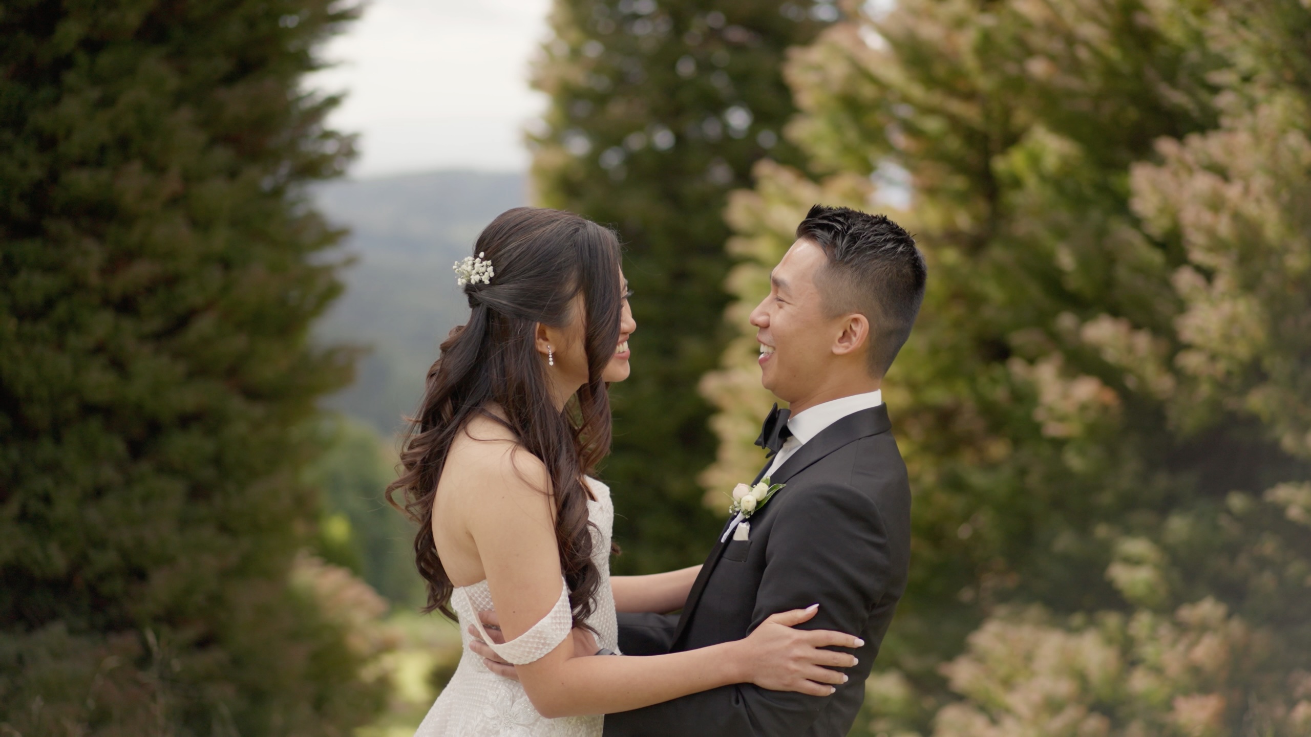 Candid, emotional wedding moment filmed at Tatra Receptions