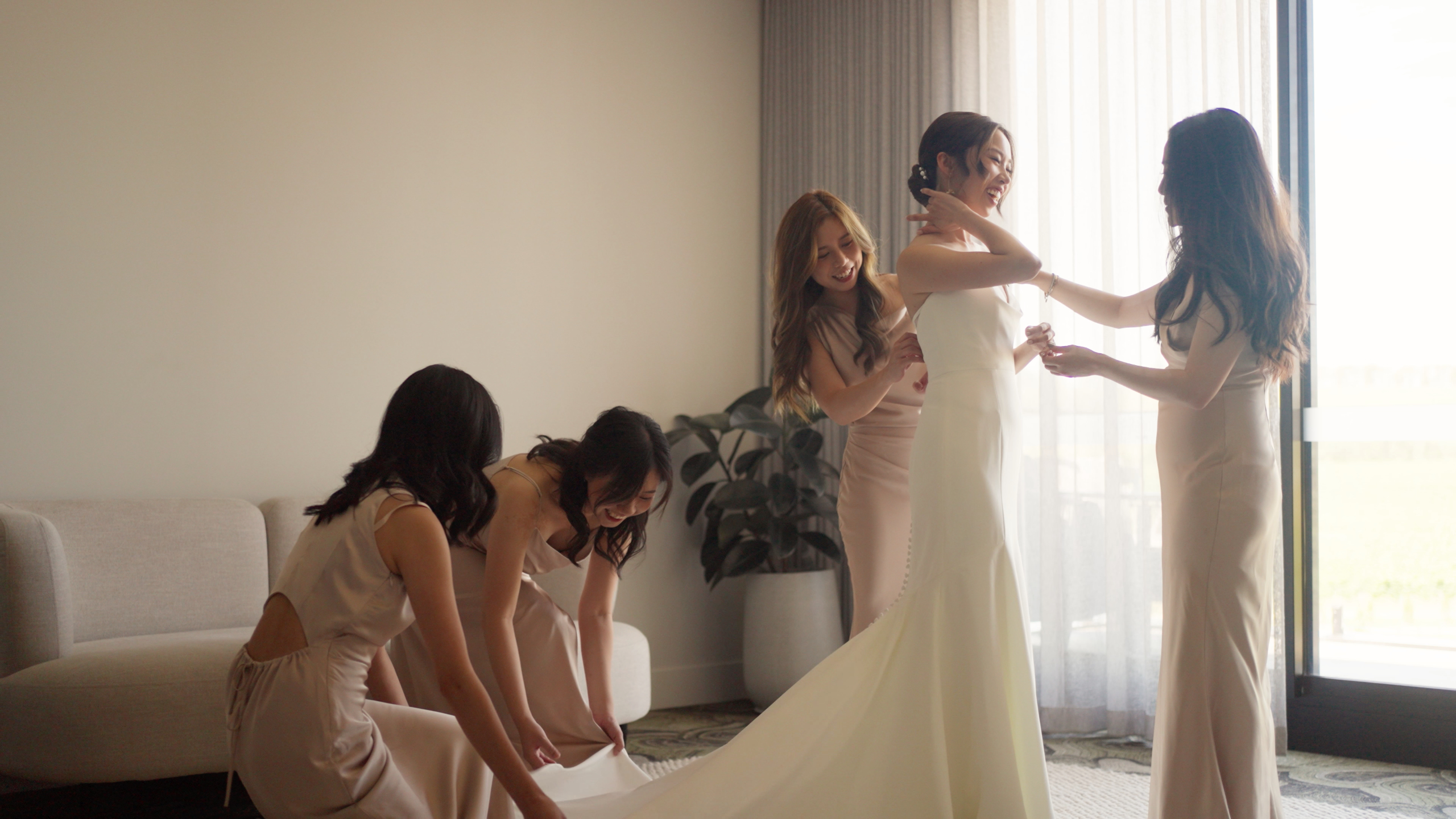 Candid, emotional wedding moment filmed at Hubert Estate