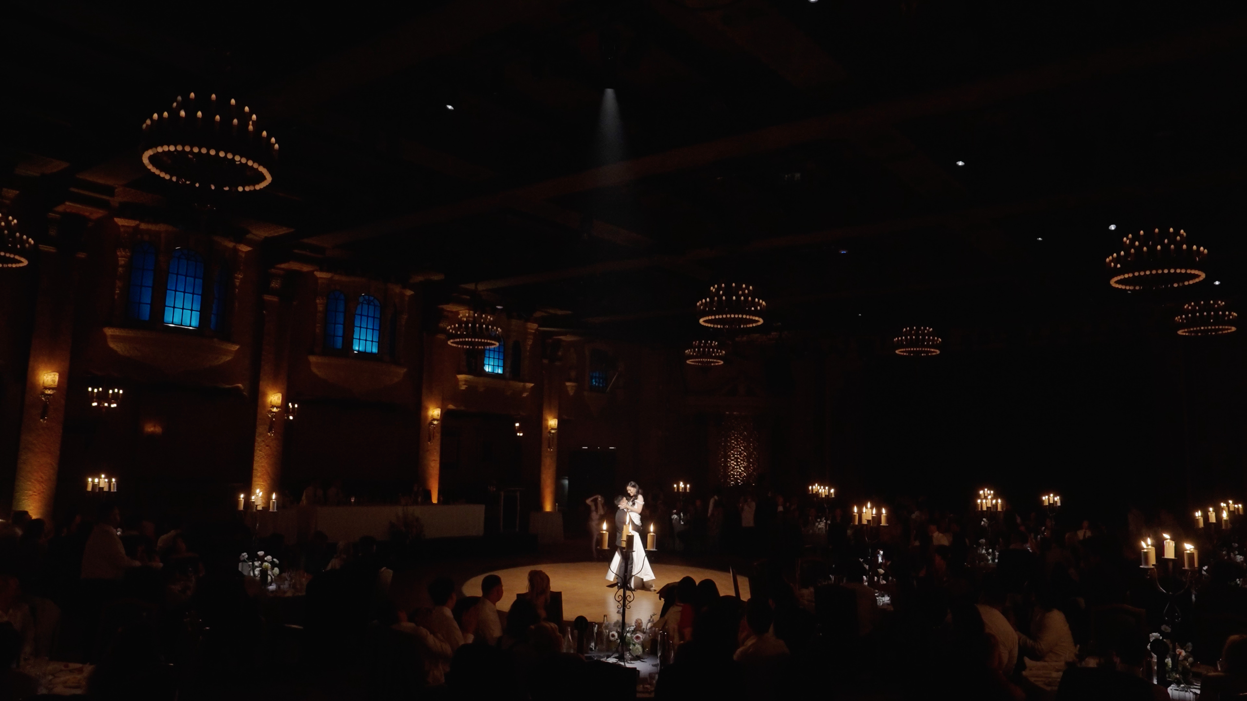 Cinematic wedding film still from Plaza Ball Room