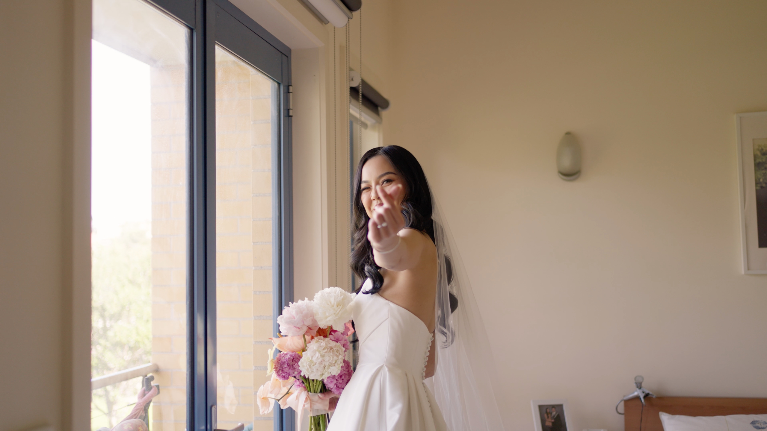 Cinematic wedding film still from Crown Aviary
