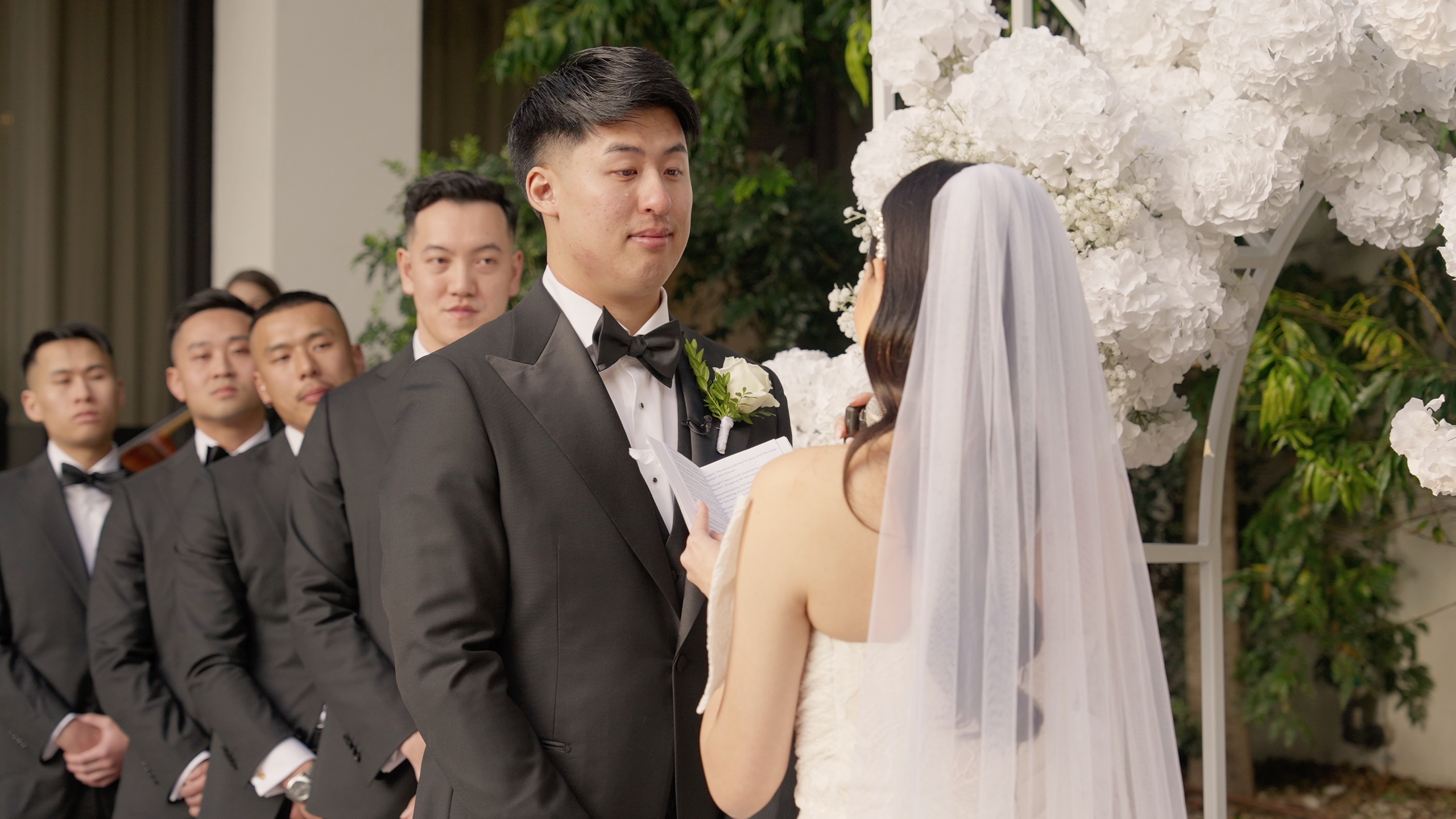 Candid, emotional wedding moment filmed at Leonda By The Yarra