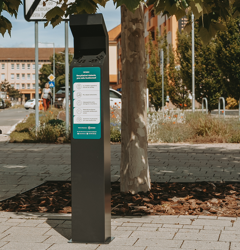 Patented ashtray designed for public spaces