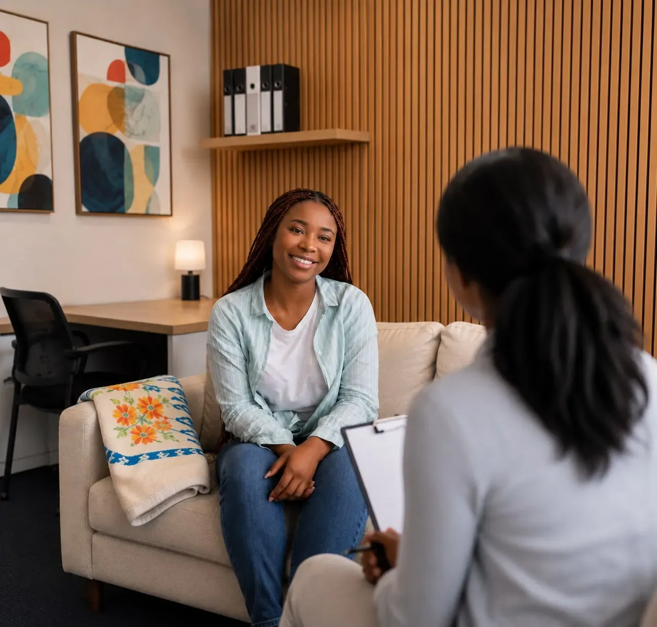 Therapist and patient in a talk therapy session at ARC Mental Health