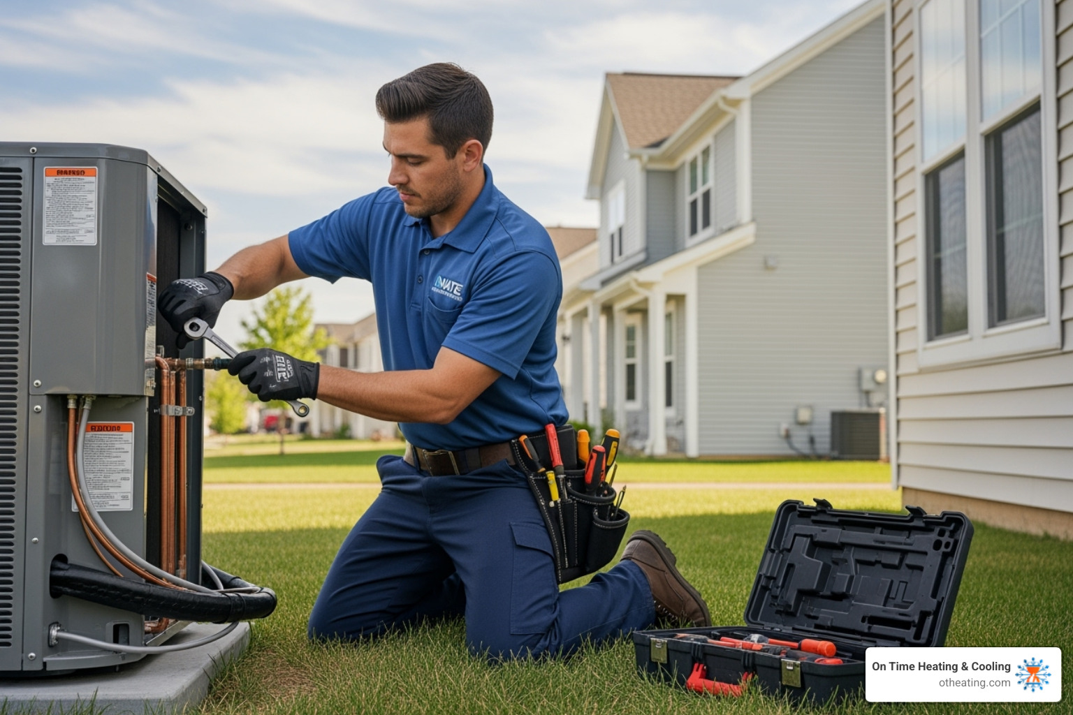 NATE-certified technician installing AC unit - AC installation Germantown