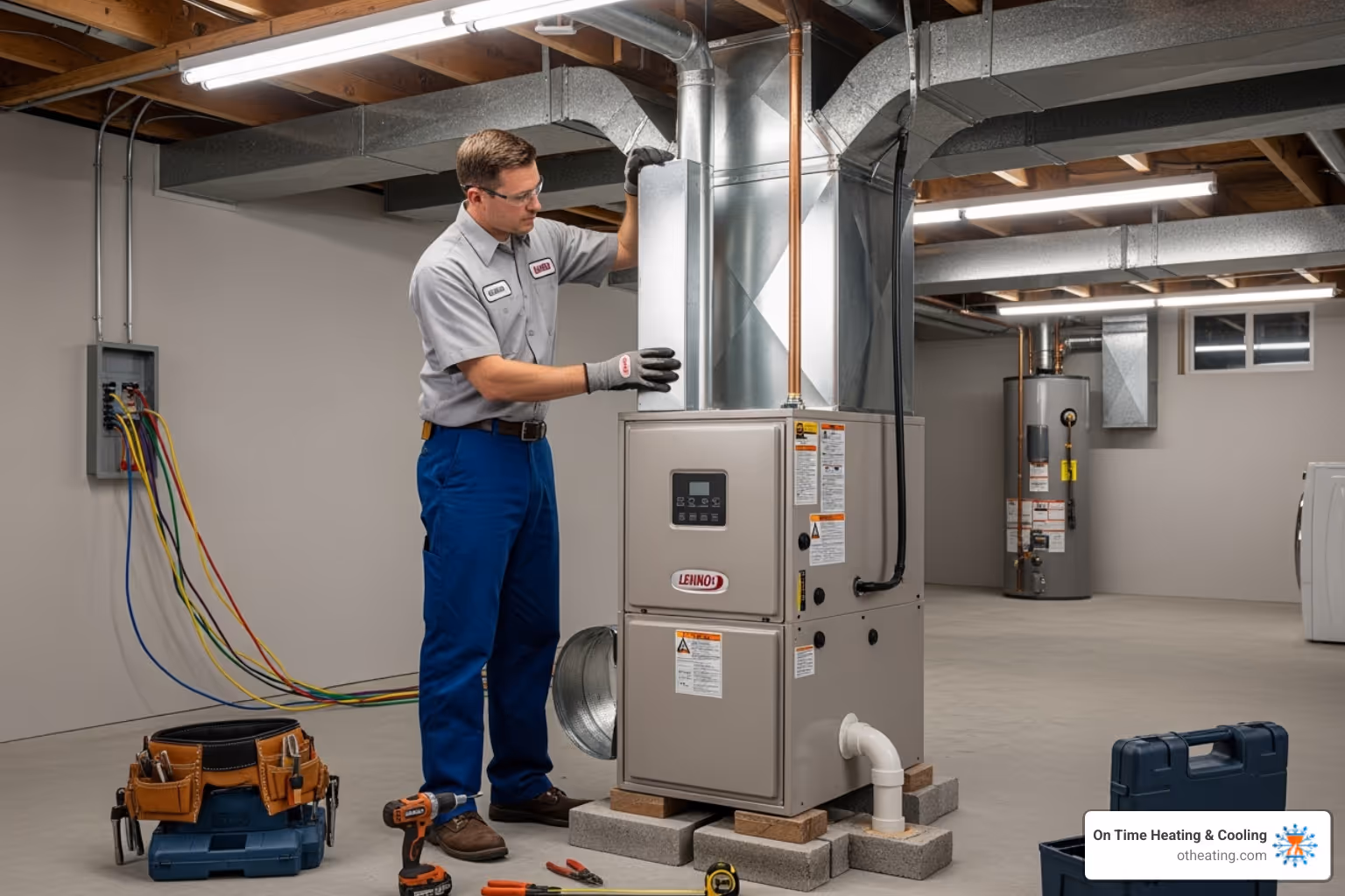 certified technician installing furnace - Waukesha furnace installation