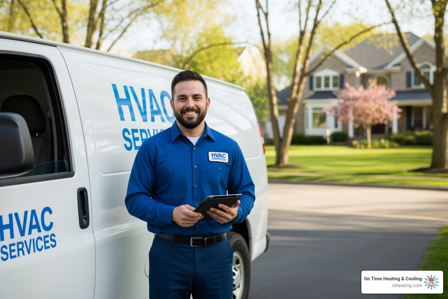 A friendly, professional HVAC technician with a van - New Berlin furnace maintenance