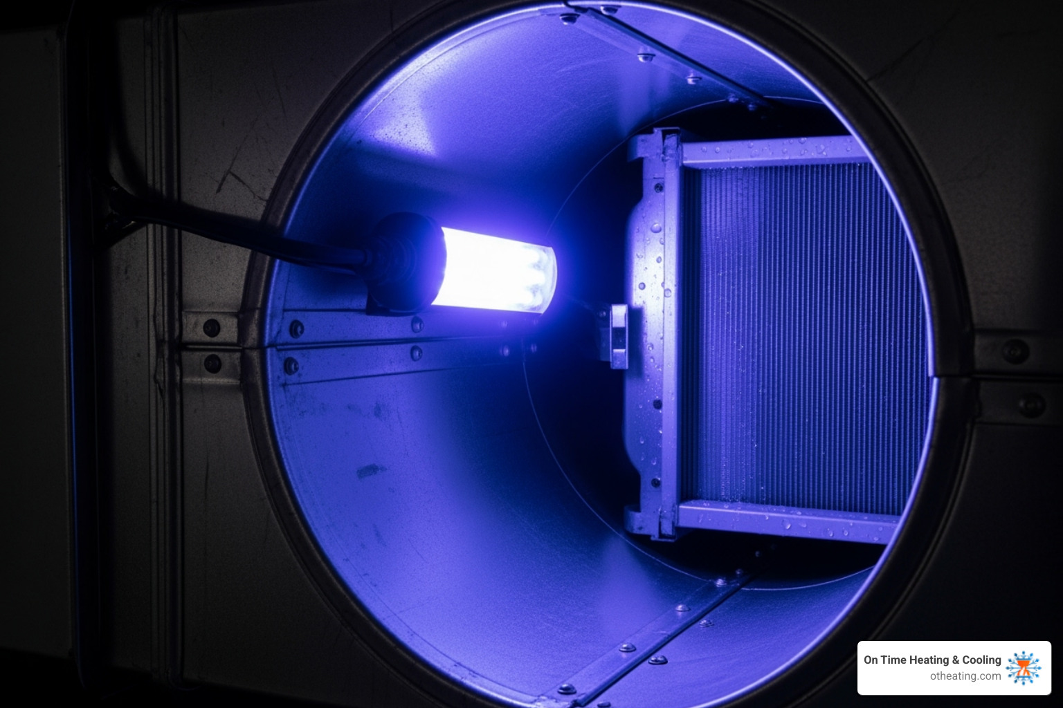 UV light installed in an HVAC system - mold remediation duct cleaning
