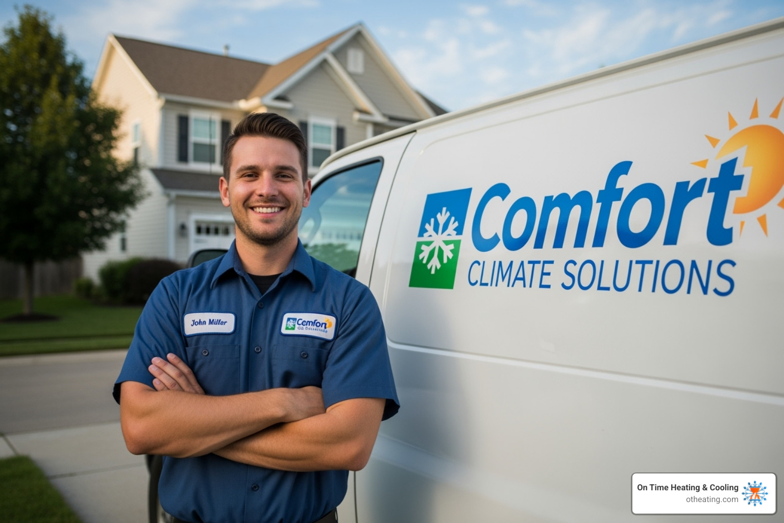 friendly technician in a clean uniform standing by a company van - affordable hvac tune-up oconomowoc wi friendly technician in a clean uniform standing by a company van - affordable hvac tune-up oconomowoc wi