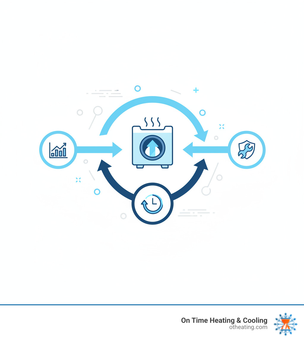 Diagram showing the benefits of regular furnace maintenance, including improved efficiency, extended lifespan, and fewer breakdowns - 24/7 furnace repair waukesha infographic Diagram showing the benefits of regular furnace maintenance, including improved efficiency, extended lifespan, and fewer breakdowns - 24/7 furnace repair waukesha infographic