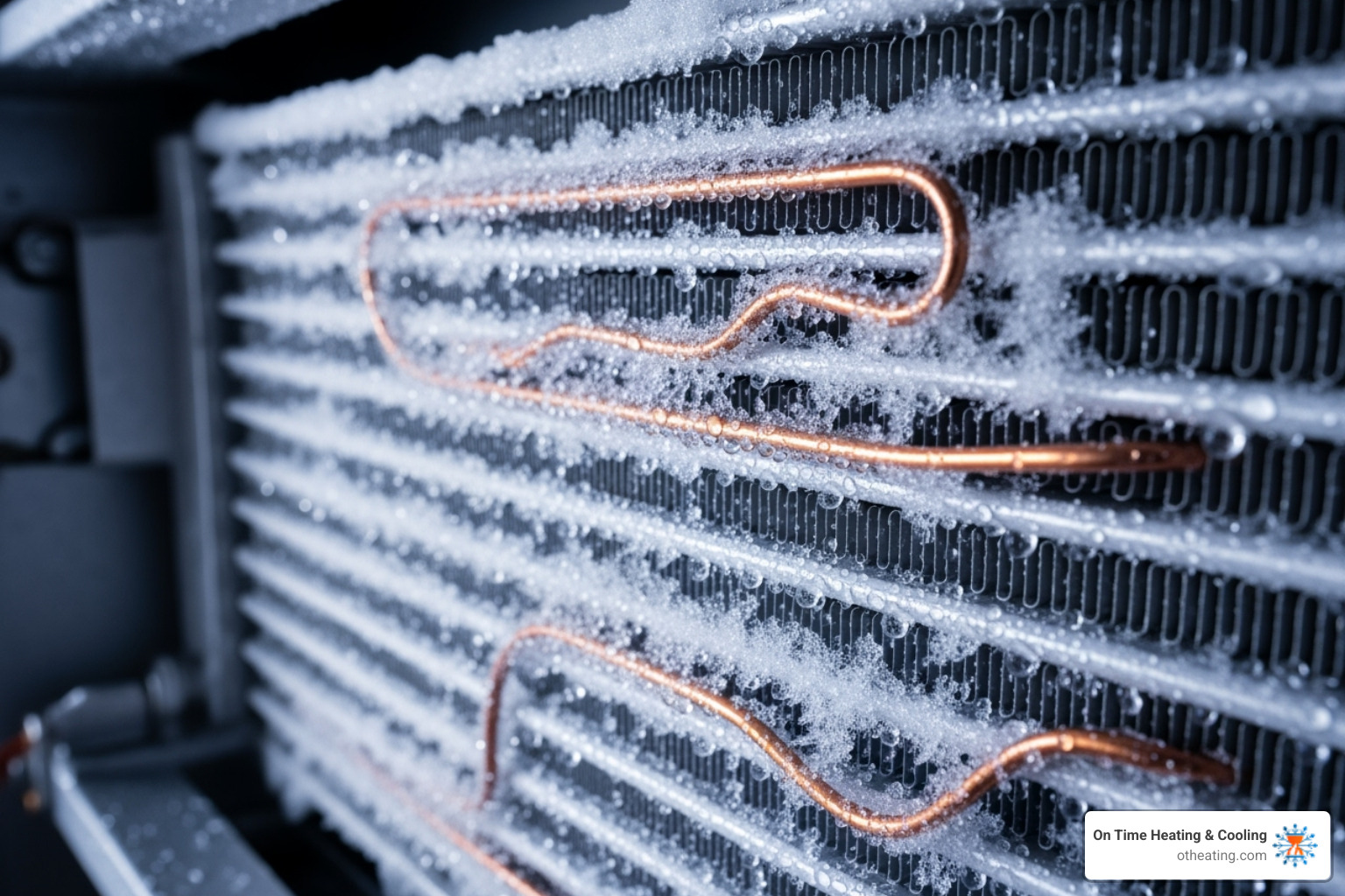 Close-up of a frozen evaporator coil - air conditioner not cooling new berlin wi