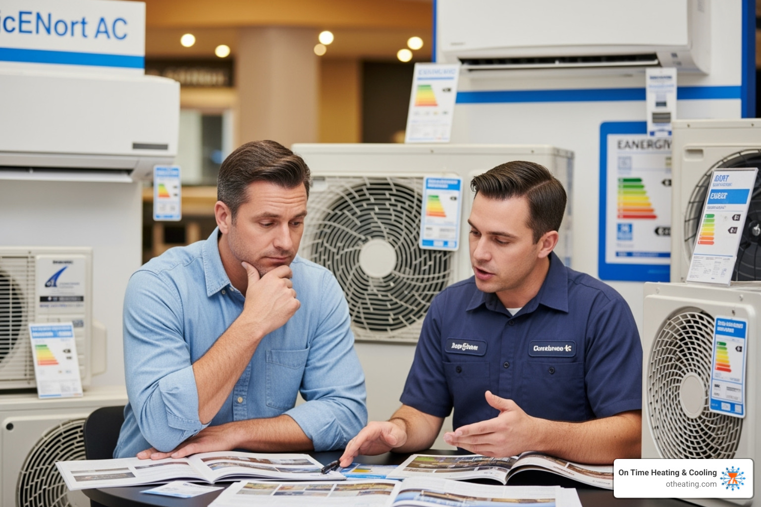 Homeowner looking at different AC unit options - best ac installation oconomowoc wi Homeowner looking at different AC unit options - best ac installation oconomowoc wi