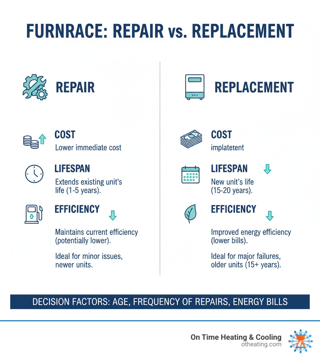 table comparing furnace repair vs. replacement - best furnace repair oconomowoc wi infographic  table comparing furnace repair vs. replacement - best furnace repair oconomowoc wi infographic