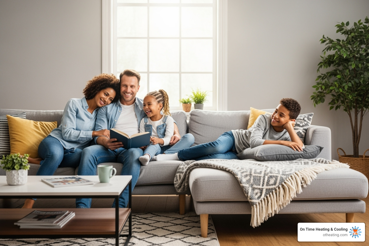family relaxing comfortably in their home living room - on the dot club waukesha family relaxing comfortably in their home living room - on the dot club waukesha