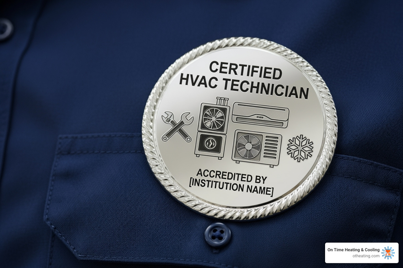 Certified technician's badge on their uniform - furnace installation company waukesha Certified technician's badge on their uniform - furnace installation company waukesha