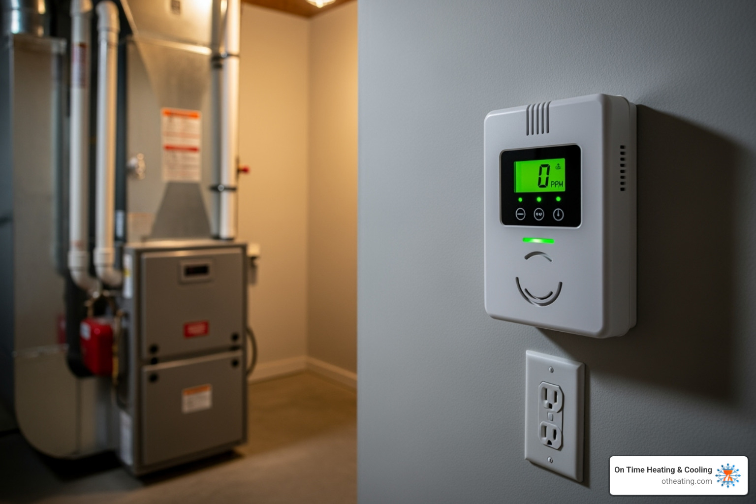 a carbon monoxide detector installed near a furnace room - gas heating installation pewaukee a carbon monoxide detector installed near a furnace room - gas heating installation pewaukee