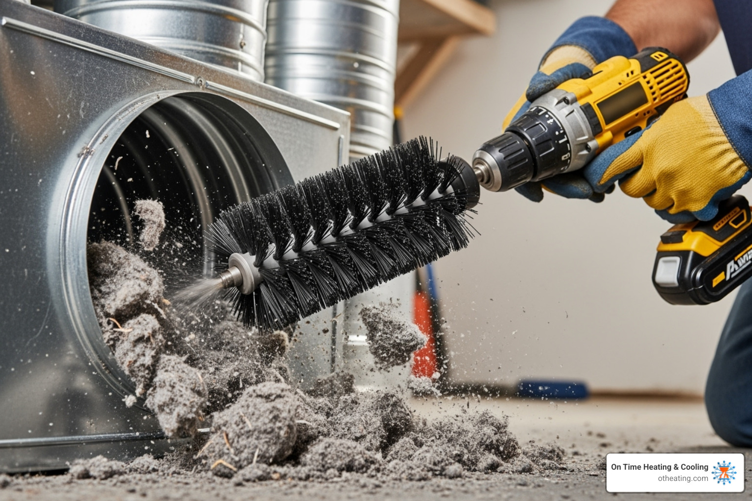 Cleaning the duct with a brush kit - clean a dryer vent duct Cleaning the duct with a brush kit - clean a dryer vent duct