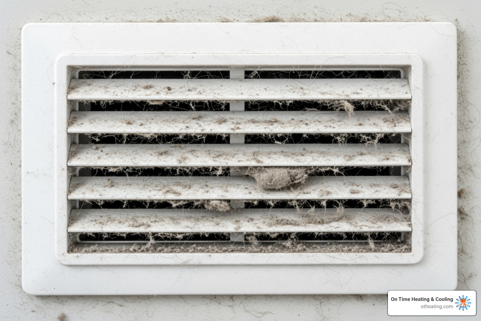 Image of excessive dust accumulated on a vent cover - Air duct cleaning Waukesha