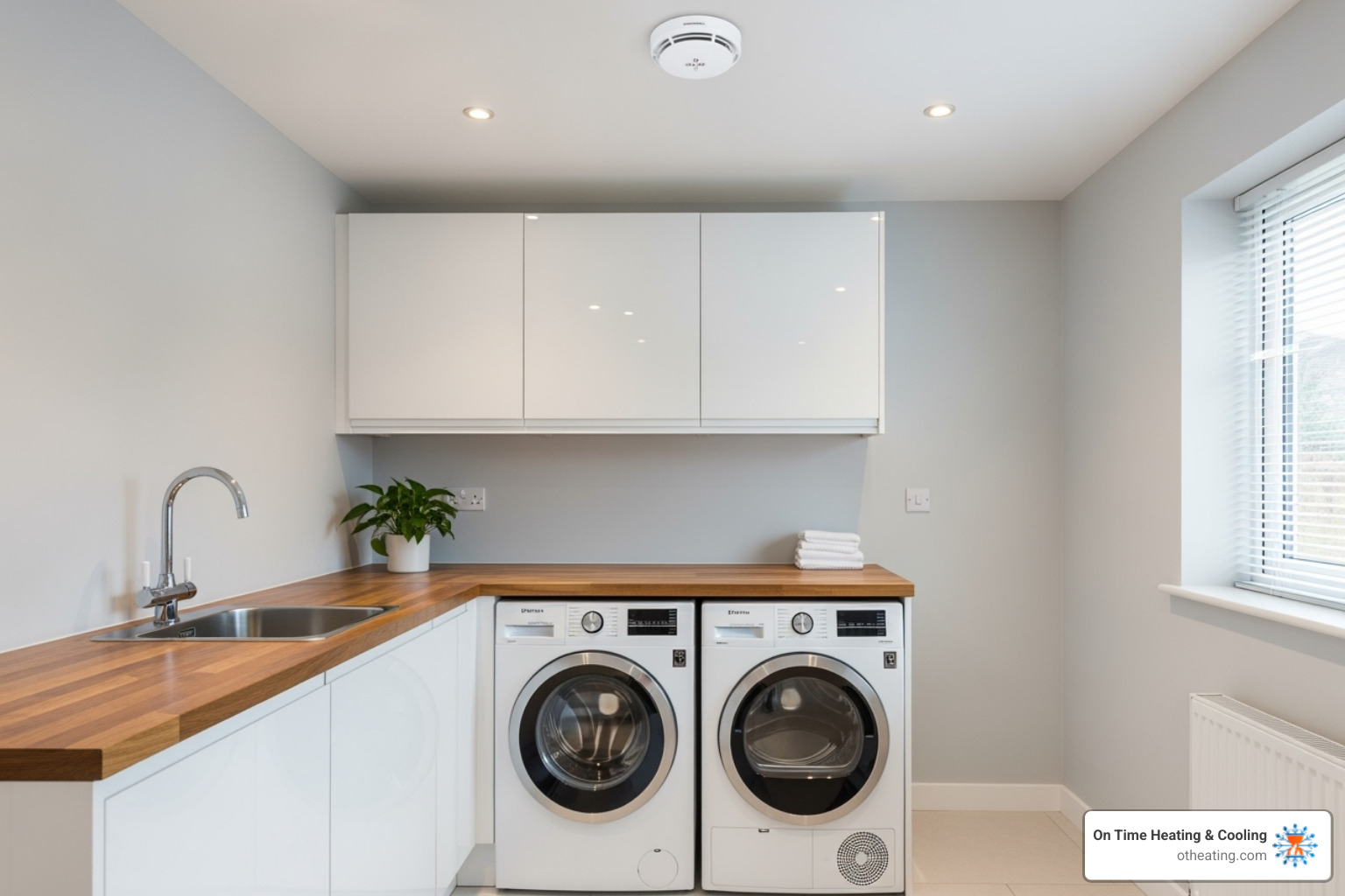 smoke detector installed in a laundry area - dryer vent fire prevention