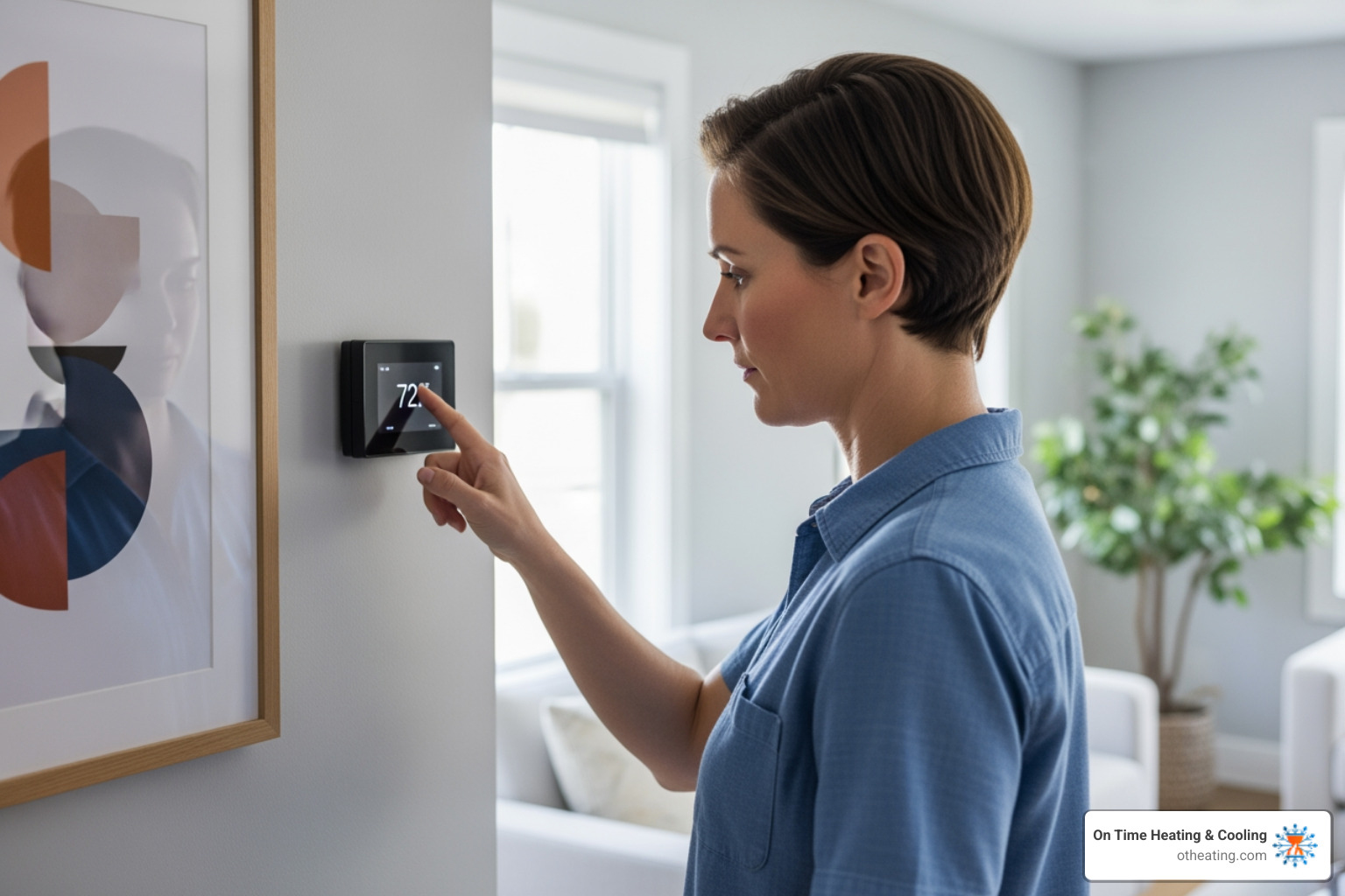 homeowner checking their thermostat settings - 24 hour heat pump repair in brookfield, wi