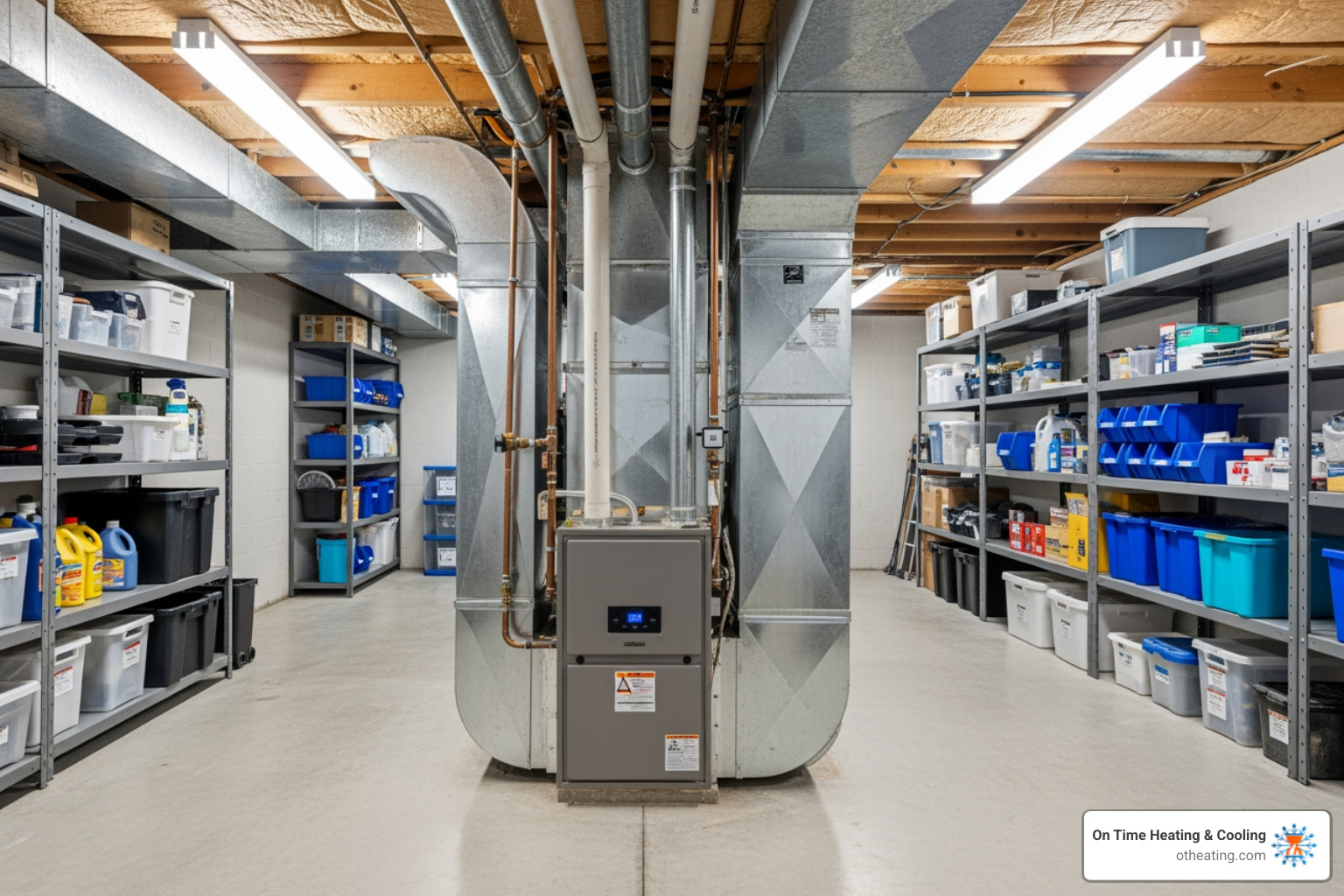 A clear path leading to a basement furnace - 24 hour furnace repair in brookfield, wi A clear path leading to a basement furnace - 24 hour furnace repair in brookfield, wi