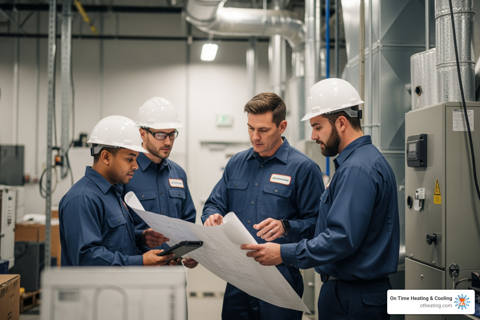 HVAC team planning an installation at a commercial site - commercial furnace replacement in brookfield, wi