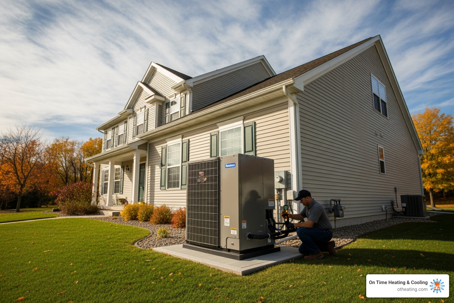 Infographic showing how a heat pump transfers heat in winter heating mode and summer cooling mode, with arrows indicating heat flow direction and labeled indoor and outdoor units - residential heat pump installation in lannon, wi