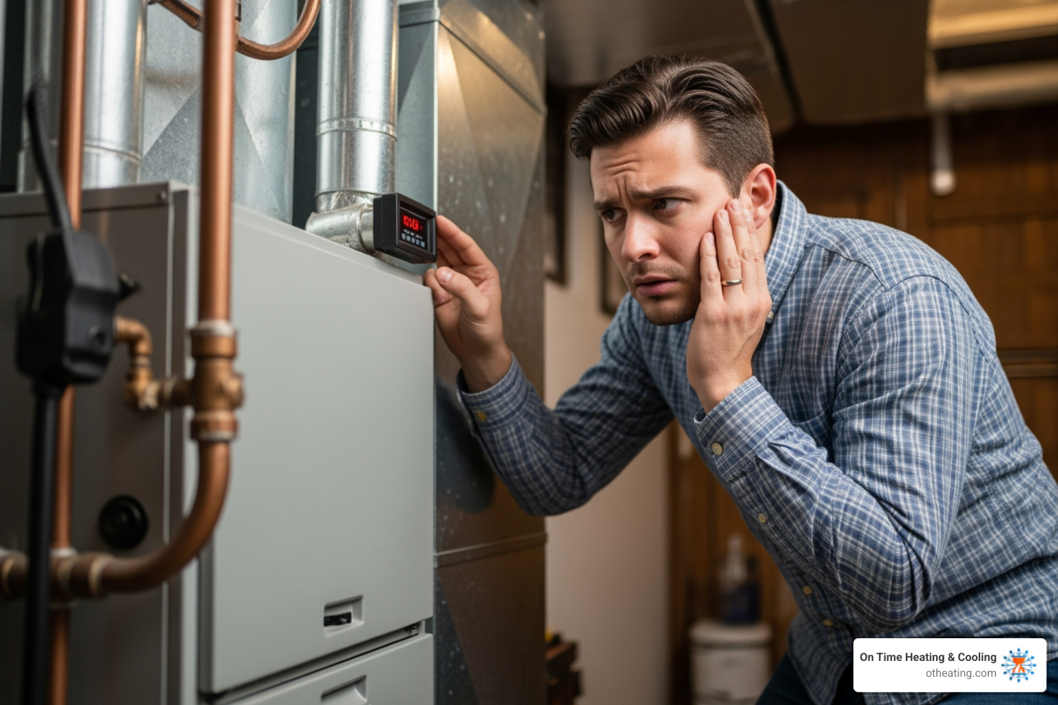 Infographic showing 5 key signs your furnace needs professional service: 1) Strange noises like banging or squealing, 2) Uneven heating or cold spots in your home, 3) Rising energy bills without increased usage, 4) Frequent cycling on and off, 5) Yellow pilot light or unusual smells - furnace service in lannon wi