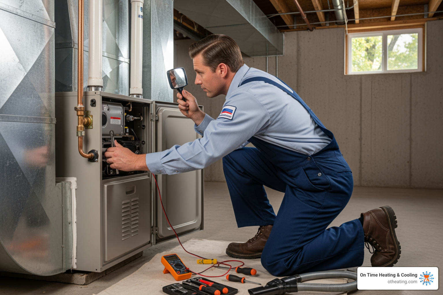 Infographic showing five warning signs your furnace needs service: unusual noises like banging or rattling, rising energy bills without increased usage, yellow pilot light instead of blue, uneven heating between rooms, and frequent on-off cycling - local furnace service in sussex, wi Infographic showing five warning signs your furnace needs service: unusual noises like banging or rattling, rising energy bills without increased usage, yellow pilot light instead of blue, uneven heating between rooms, and frequent on-off cycling - local furnace service in sussex, wi