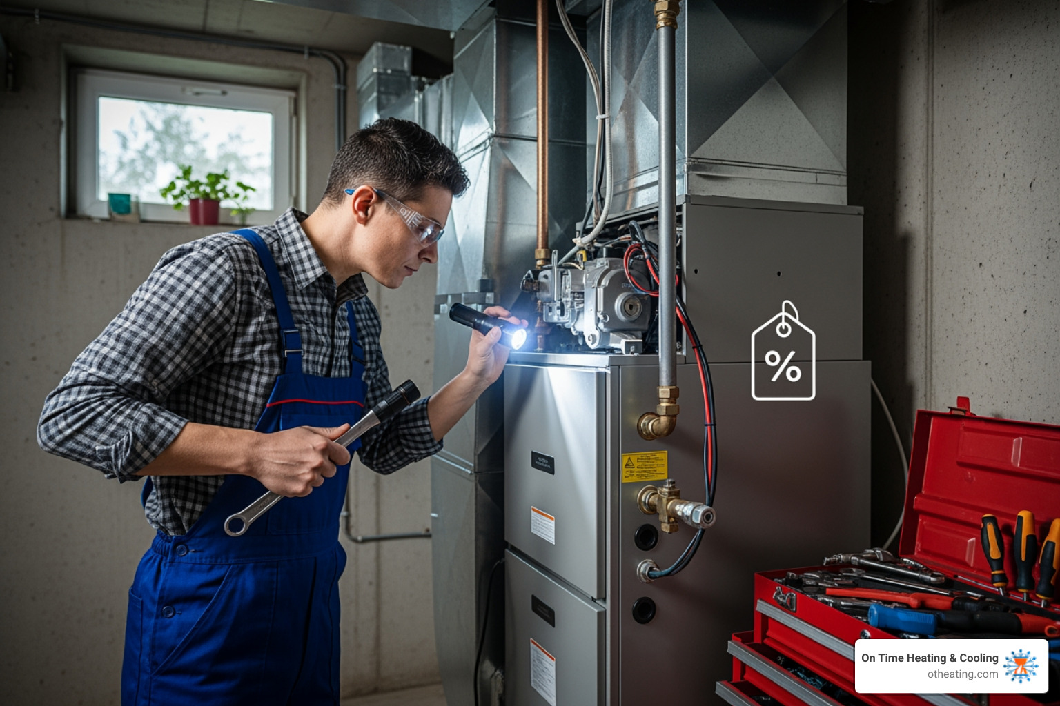 Detailed infographic showing types of furnace repair savings available in Brookfield WI including seasonal promotions, financing options, maintenance agreements, tax credits, manufacturer rebates, and senior military discounts with percentage savings and key benefits listed for each category - furnace repair deals in brookfield, wi