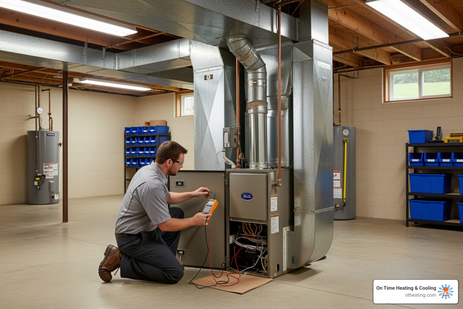 Infographic showing five key benefits of annual furnace maintenance: improved safety through carbon monoxide inspection, lower energy bills from efficient operation, extended equipment lifespan of 15-20 years, fewer emergency breakdowns, and better indoor air quality - furnace service in oconomowoc wi