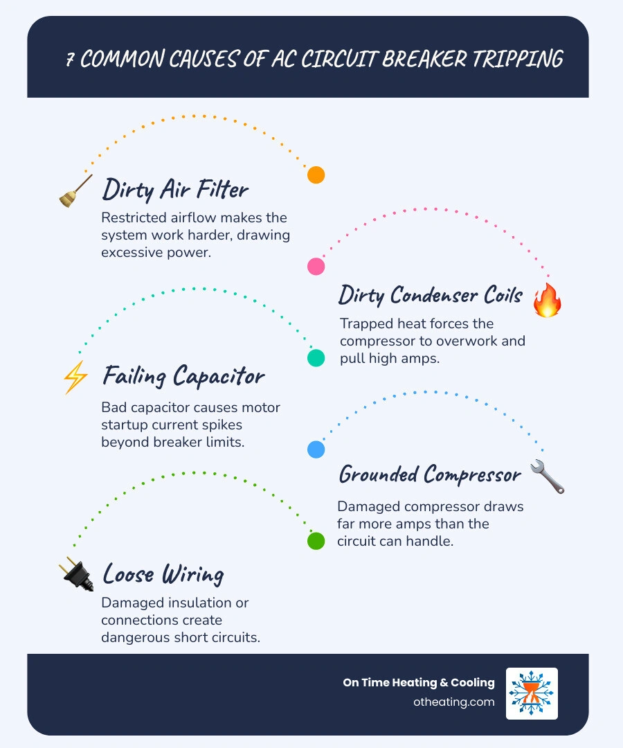 Infographic showing 7 common causes of AC circuit breaker tripping and what each means for your system - ac circuit breaker Infographic showing 7 common causes of AC circuit breaker tripping and what each means for your system - ac circuit breaker