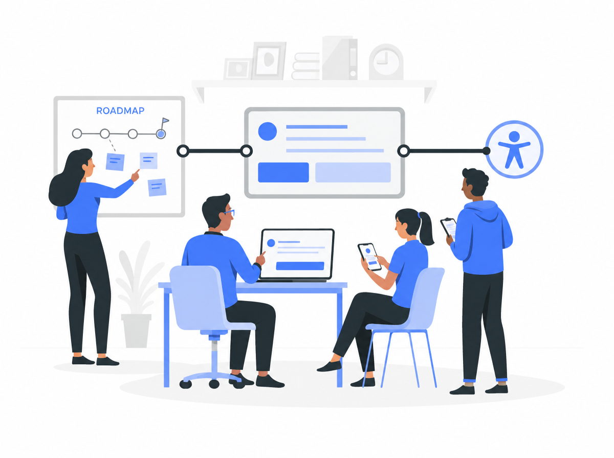 A team turns a roadmap sketch into an accessible laptop and phone application used by a community member.