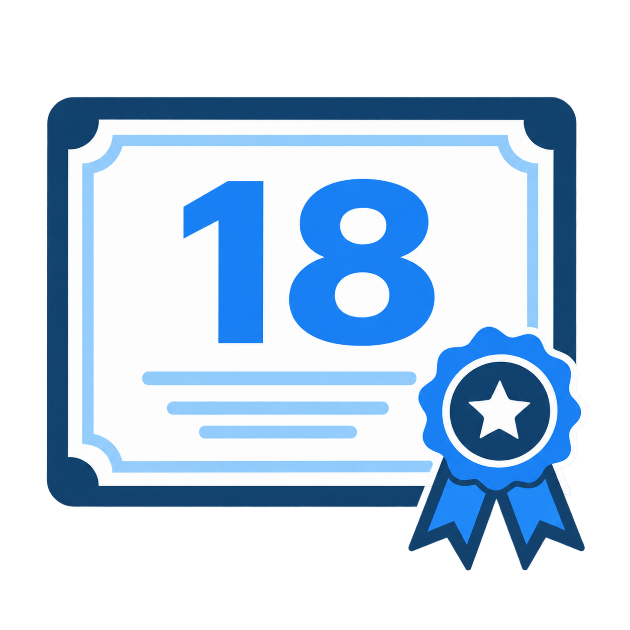 Certificate illustration representing 18 AWS certifications