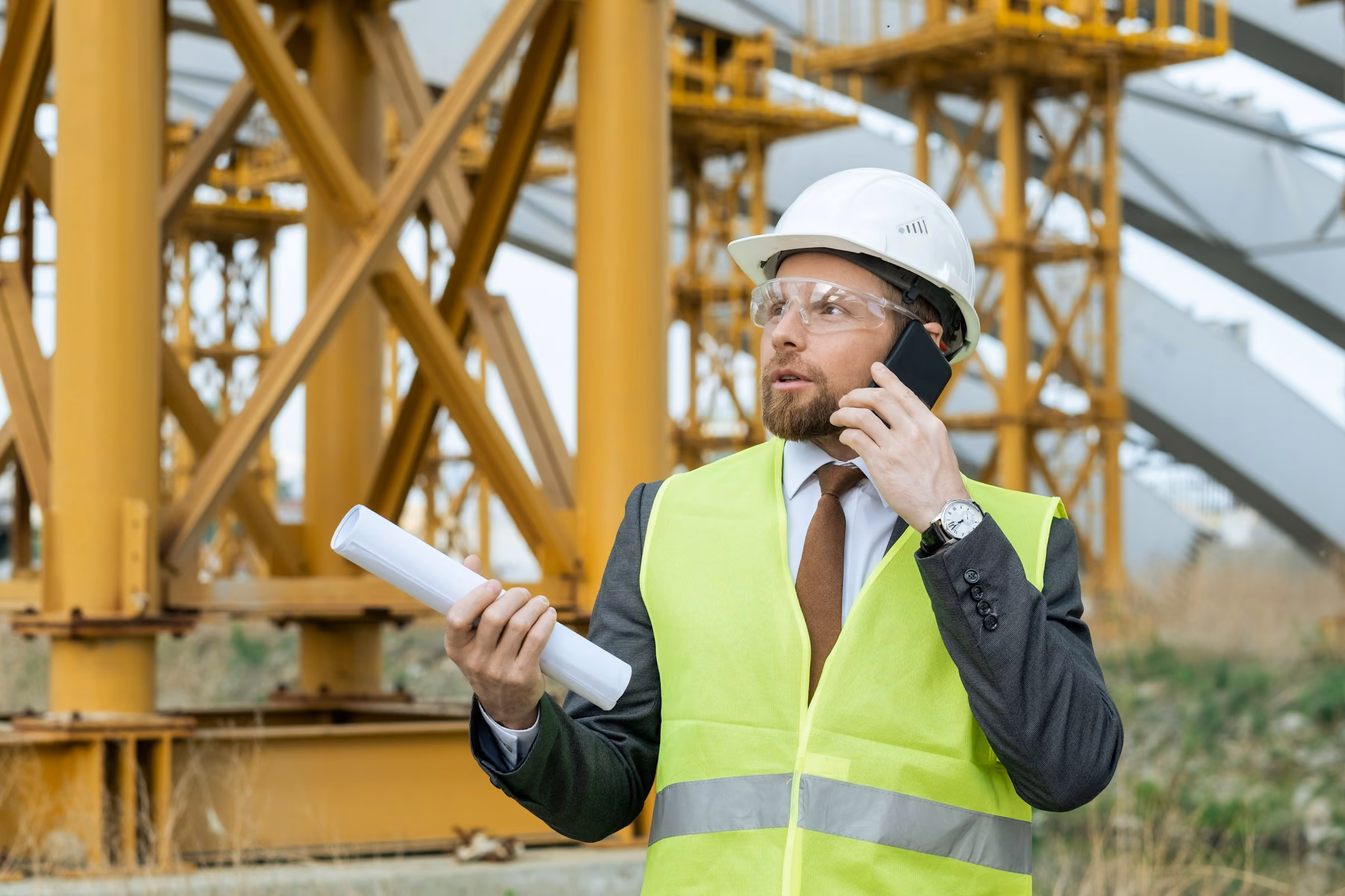 Contractor's job site with heavy equipment