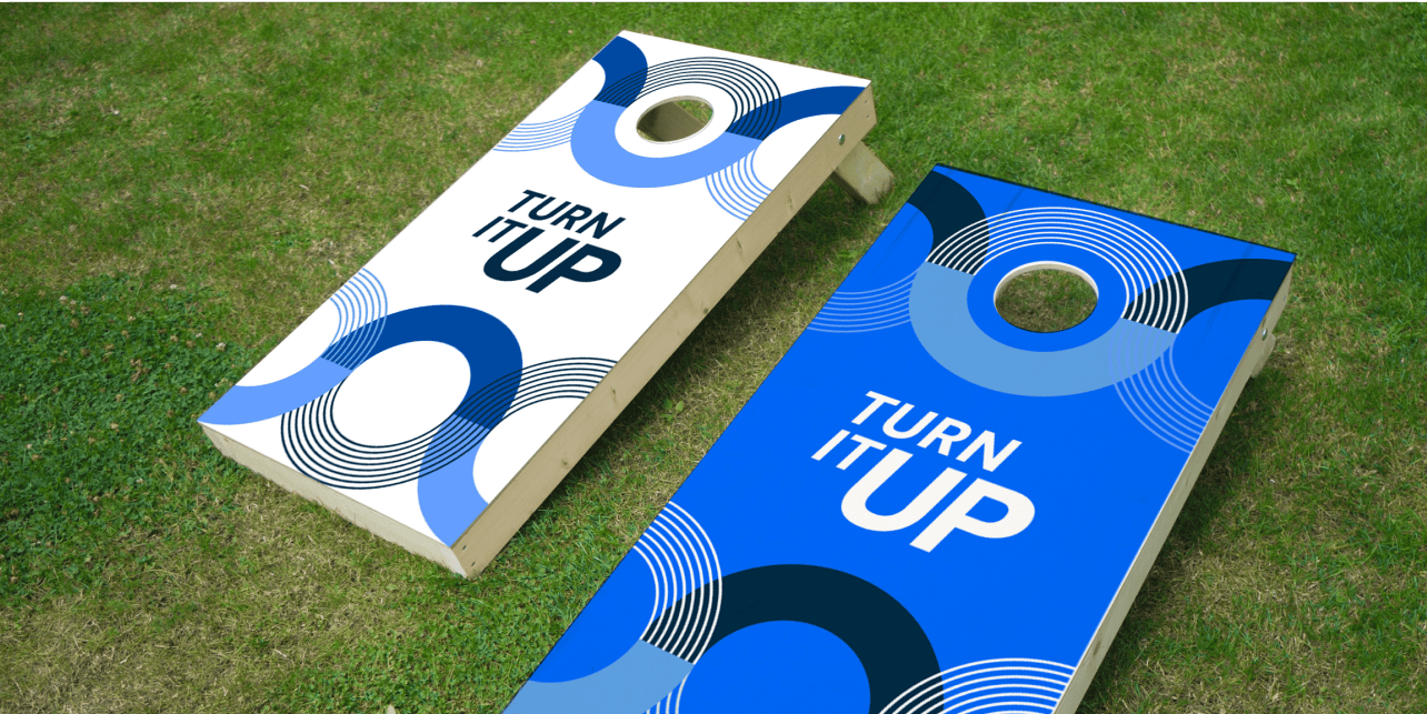 Conference cornhole board design