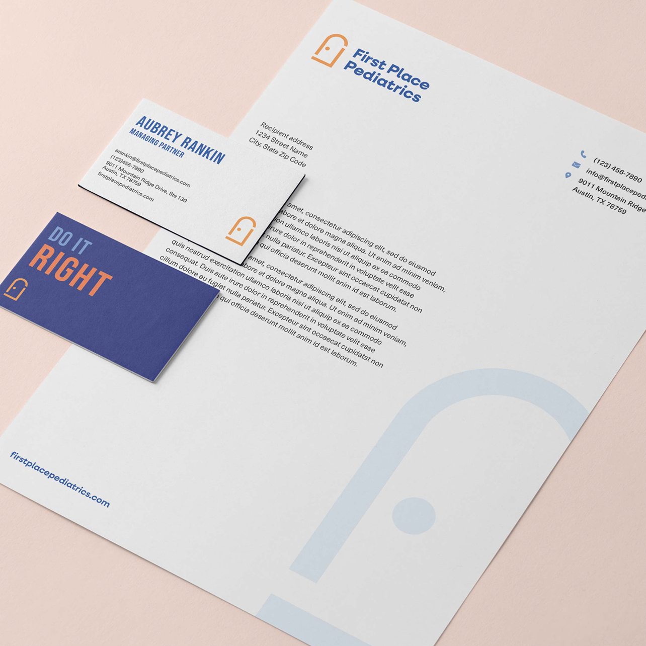 First Place Pediatrics Business Cards.