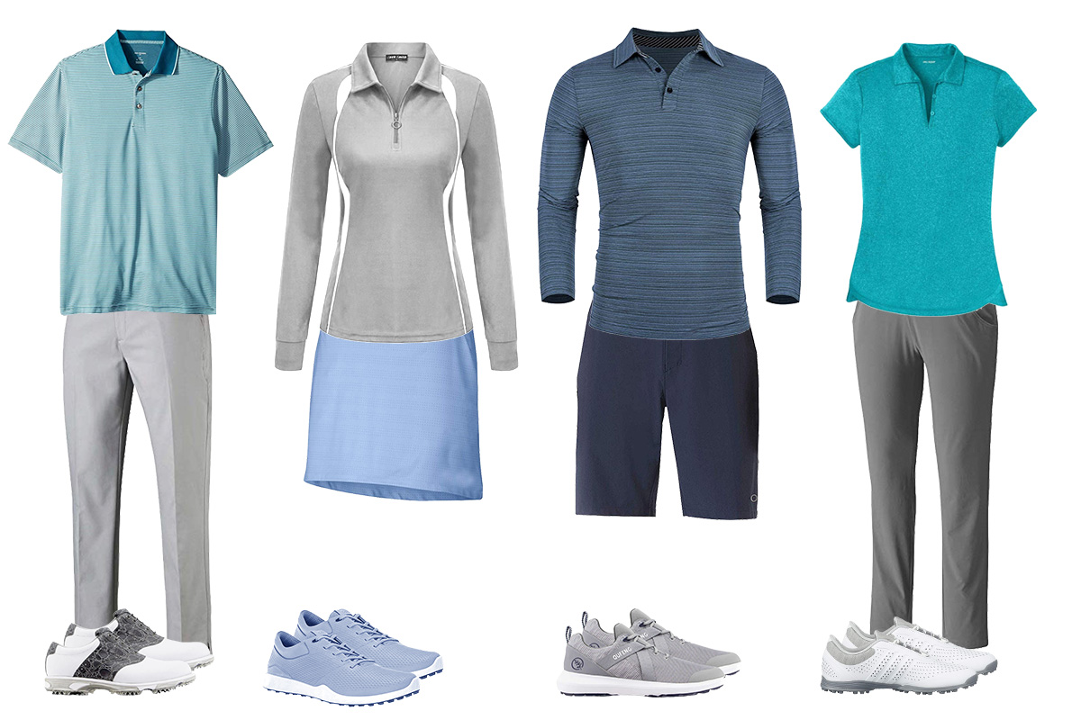 Examples of golfing clothing and attire.