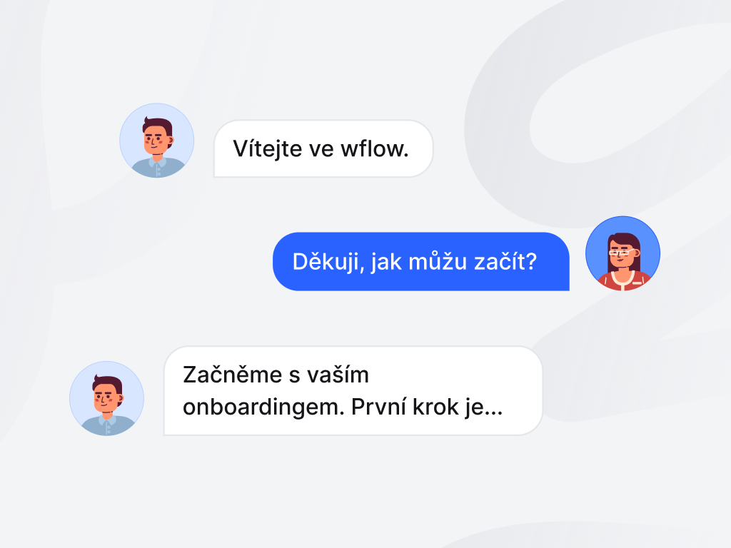 Chatový rozhovor mezi zákazníkem a zákaznickou podporou.