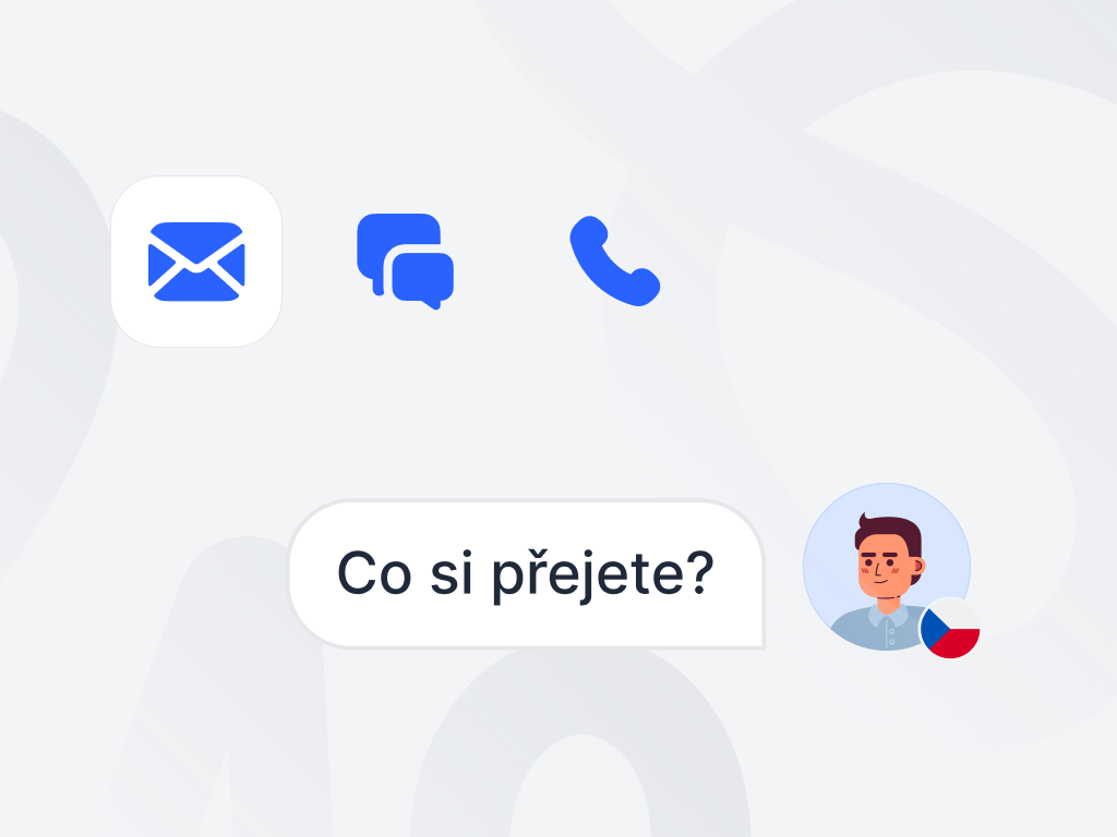 Avatar zákaznické podpory kladoucí otázku.