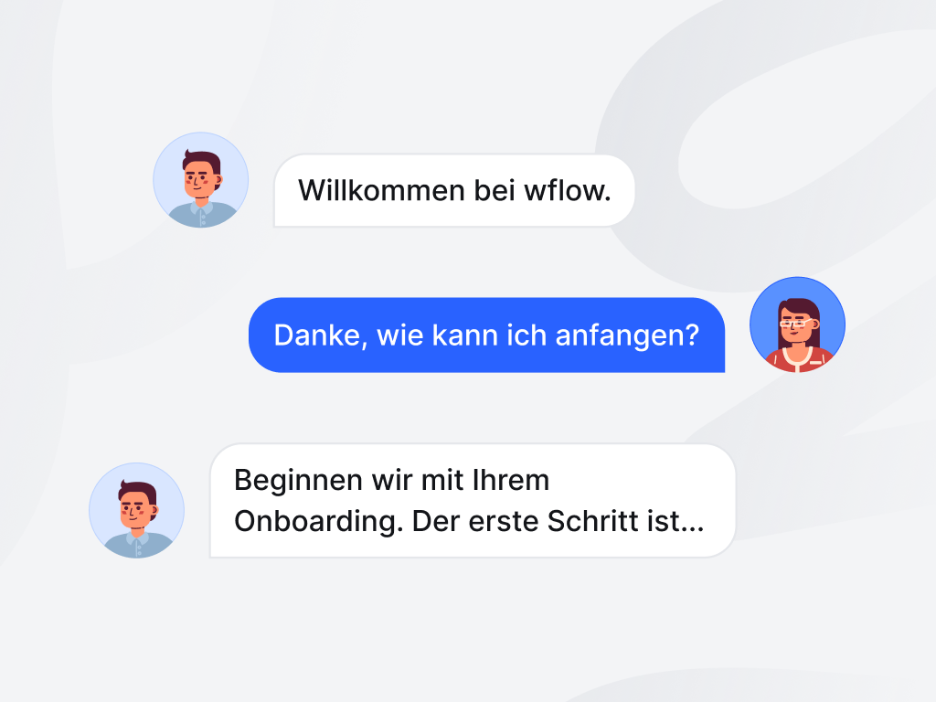 Chat-Gespräch zwischen dem Kunden und dem Kundensupport.