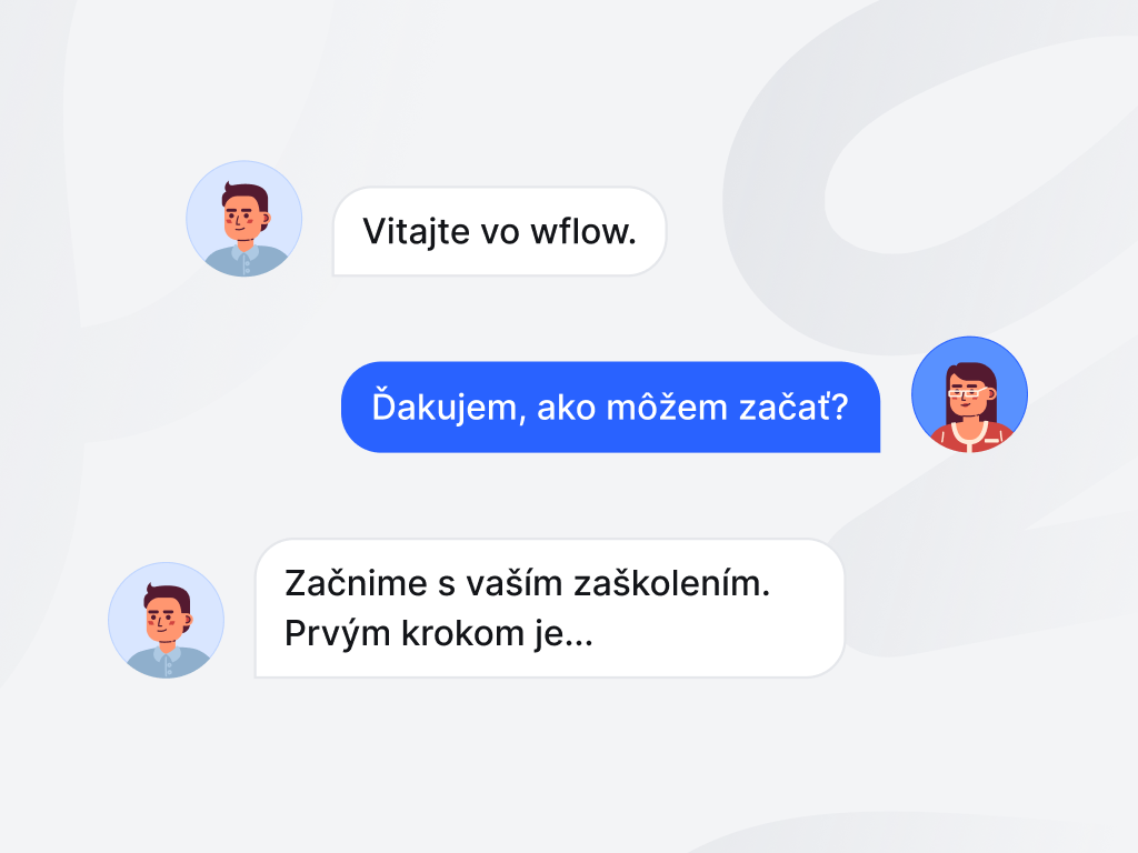 Chatová konverzácia medzi zákazníkom a zákazníckou podporou.