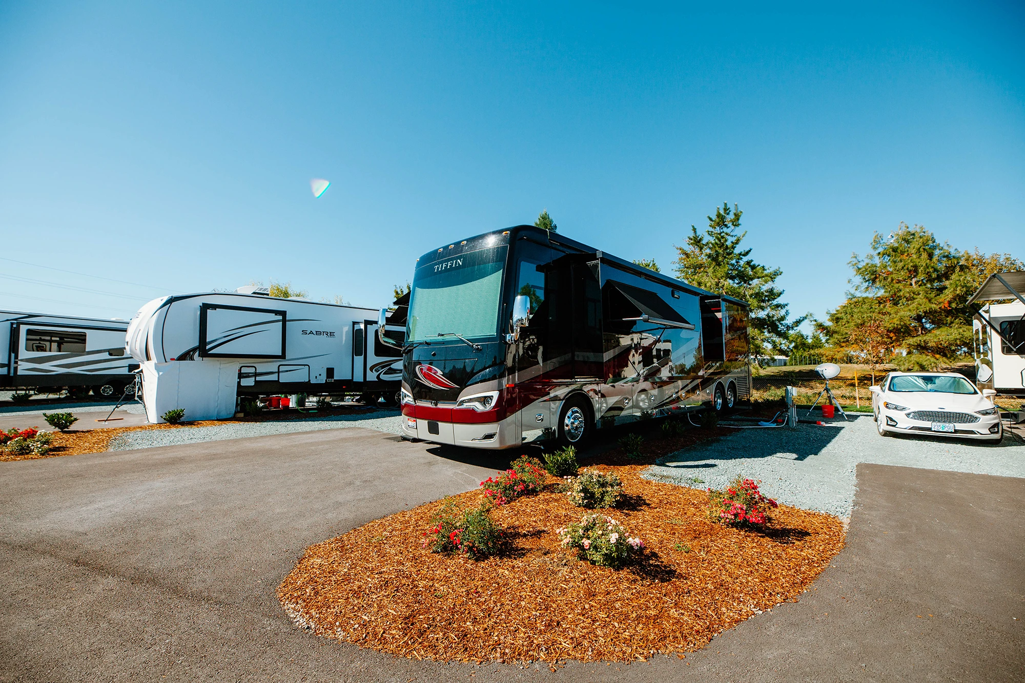 RVs parked in their sites at Mr. Bigfoot RV Park 